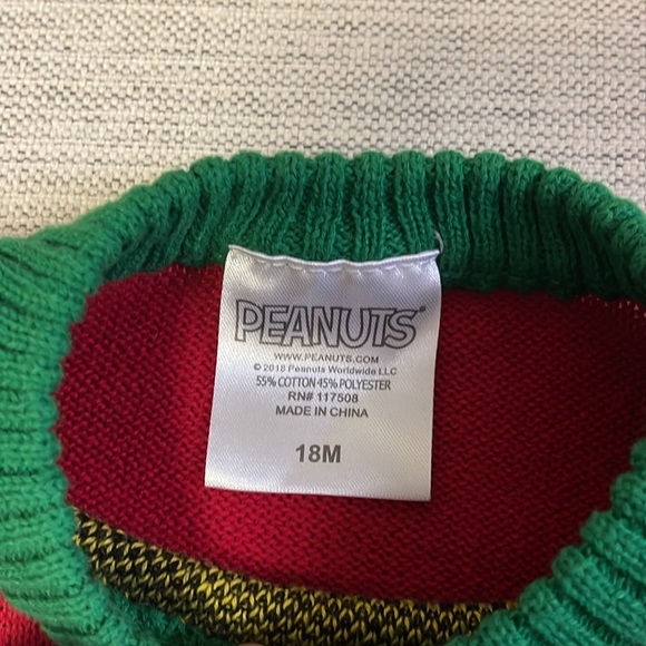 Peanuts Snoopy & Woodstock Christmas Sweater 18 Months - Picture 3 of 5